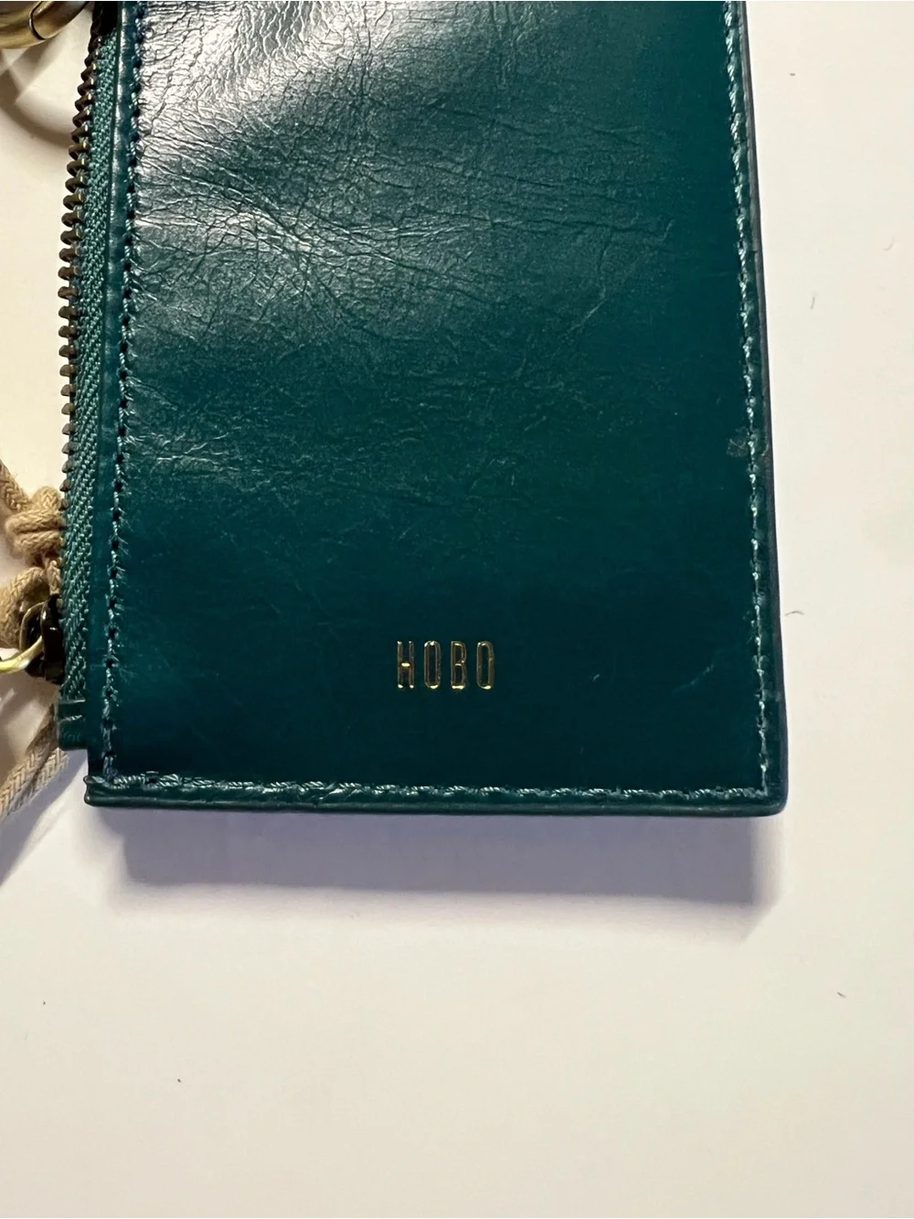 HOBO Teal Leather Wristlet Card Case with Bangle Ring
